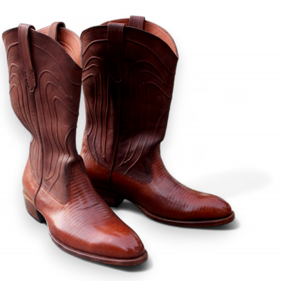 Crafted leather handmade genuine brown leather cowboy ankle high boot for men - Thumbnail 1