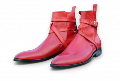 Crafted Leather Classic Men's Red Jodhpurs Leather Dress Ankle Boots