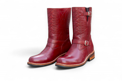 Crafted Leather Men Classic Burgundy Ankle High Cowboy Boot