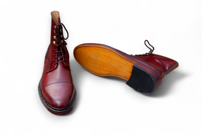 Crafted Leather Burgundy Ankle High Lace up Dress Boot