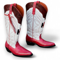 Crafted Leather New Handmade Pink Ostrich White Leather Designer Long Ankle High Cowboy Boot  - Thumbnail 1