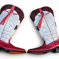 Crafted Leather New Handmade Pink Ostrich White Leather Designer Long Ankle High Cowboy Boot  - Thumbnail 2