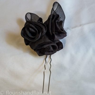 Black rose hair pin