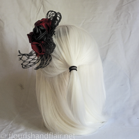 Black and Red Rose Hair Accessory - Thumbnail 2