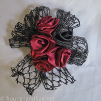 Black and Red Rose Hair Accessory - Thumbnail 4