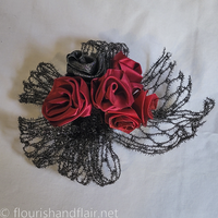 Black and Red Rose Hair Accessory - Thumbnail 5