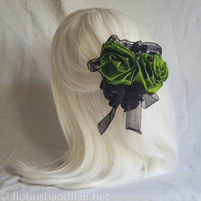 Wicked witchy green and black hair accessory
