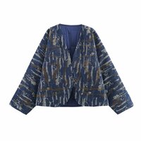 Versatile beaded denim-effect padded kimono jacket - Thumbnail 1