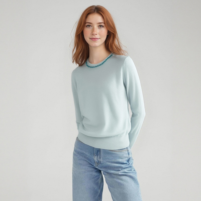 Loose pullover women's niche temperament knitted sweater - Thumbnail 1
