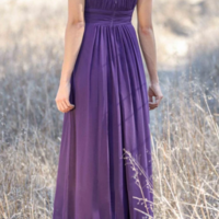 Illusion A-line Chiffon Cap Sleeve Pleated Long Mother Of Birdal Dress With Back Keyhole - Thumbnail 2