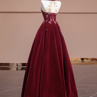 Sexy Halter Velvet Beading Long Prom Dress ,Off the shoulder Evening Dress,Floor Length Prom Dress  - Thumbnail 3