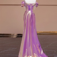 Gorgeous Purple Sequined Prom Dress with Applique  Beading Cap Sleeves A-Line Evening Dresses  - Thumbnail 7