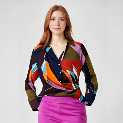 Fashionable and personalized street loose printed double-breasted shirt