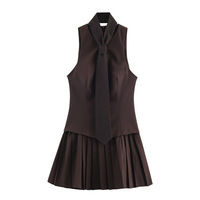 Fashionable Sexy Hot Girl Wide Pleated Tie Dress - Thumbnail 2