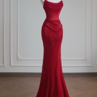 Elegant Red Sequined Mermaid Strapless Floor Length Prom Dress‌ - Thumbnail 1