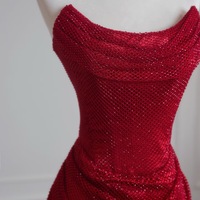 Elegant Red Sequined Mermaid Strapless Floor Length Prom Dress‌ - Thumbnail 2