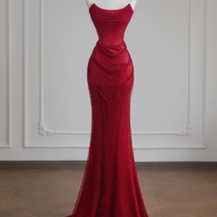 Elegant Red Sequined Mermaid Strapless Floor Length Prom Dress‌ - Thumbnail 5