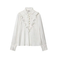 Fashionable and casual loose jacquard silk satin textured shirt - Thumbnail 1