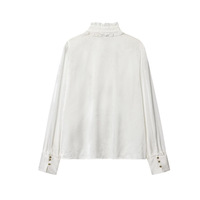 Fashionable and casual loose jacquard silk satin textured shirt - Thumbnail 2