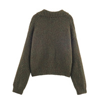 Women's fashion casual loose versatile jacquard tie knitted cardigan - Thumbnail 2