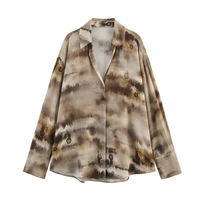 Fashionable and casual all-match V-neck tie-dye shirt - Thumbnail 2