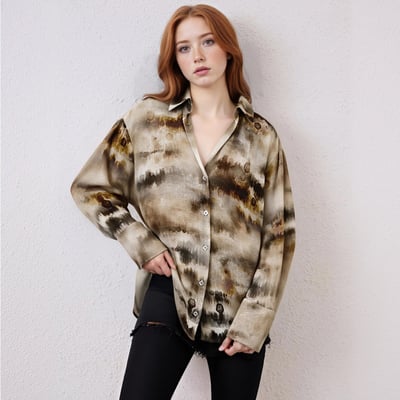 Fashionable and casual all-match v-neck tie-dye shirt