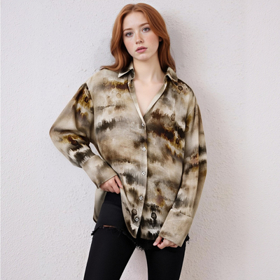 Fashionable and casual all-match V-neck tie-dye shirt