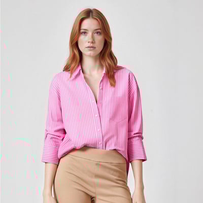 Fashionable casual loose striped single-breasted shirt