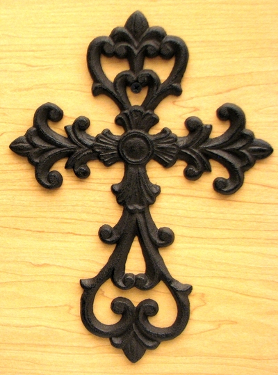 Medium Cast Iron Fleur-De-Lis Cross – Bulk Set of 12 Rustic Wall Crosses for Home Décor & Crafts | Limited Time Discount