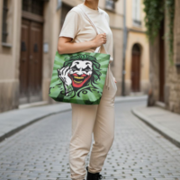 Joker Grinning Madness Green Comic Art Leather Tote Bag | Free Ship - Thumbnail 4