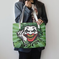 Joker Grinning Madness Green Comic Art Leather Tote Bag | Free Ship - Thumbnail 5