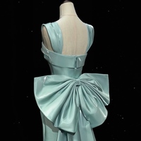 Light Green Sheath Floor Length with Removable Bow Prom Dresses - Thumbnail 4