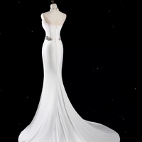 Lovely Strapless Sweetheart  Neck Ivory Mermaid with Train and Buttons Rhinestone Waist Detail Prom Dresses - Thumbnail 2