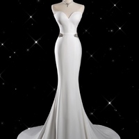 Lovely Strapless Sweetheart  Neck Ivory Mermaid with Train and Buttons Rhinestone Waist Detail Prom Dresses - Thumbnail 7