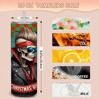 20oz Rockin Skull Tumbler - Badass Christmas Rocker Insulated Tumbler | Skull Santa Holiday Gift for Metalheads & Biker | Free Ships - Thumbnail 3