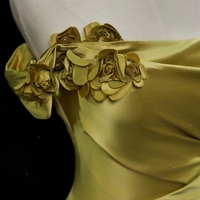 Olive Green Strapless Handmade Floral Sheath Backless Back Prom Dress - Thumbnail 3