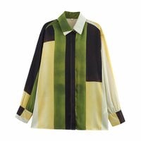 Satin texture printed temperament shirt - Thumbnail 1