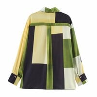Satin texture printed temperament shirt - Thumbnail 2