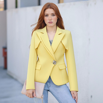 Fashionable and elegant commuting irregular solid color suit jacket