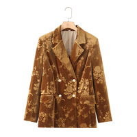 Autumn and winter new street fashion velvet embossed suit jacket - Thumbnail 1