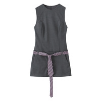 Fashionable and elegant short dress with waist tie - Thumbnail 1