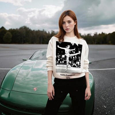 Casual loose-fitting printed round-neck long-sleeved sweatshirt