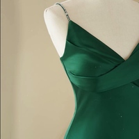 Green Spaghetti straps Beading Mermaid Floor Length Backless Back Evening Dress/Prom Dress - Thumbnail 2