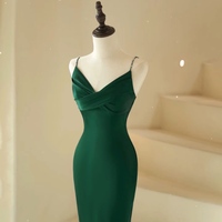 Green Spaghetti straps Beading Mermaid Floor Length Backless Back Evening Dress/Prom Dress - Thumbnail 4