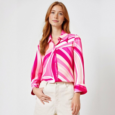 Casual and elegant simple printed long-sleeved shirt