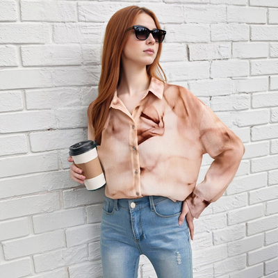 Fashionable and elegant women's tie-dye printed shirt