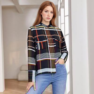 Women's plaid pocket shirt