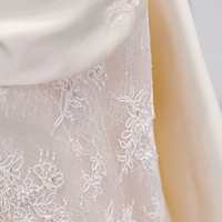 High Qulight Satin and Lace Sheath Back Applique with Tulle Train Wedding Dresses - Thumbnail 4