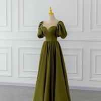 Green Short Sleeves Floor Length with Beadeing Bow Lace up Back Evevning Dresses  - Thumbnail 3