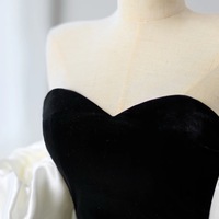 Sexy Strapless Sweetheart Neck Black Velvet Mermaid with Removeled Shawl Prom Dress - Thumbnail 5